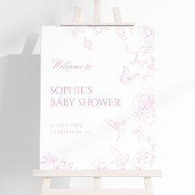 Bienvenidos a Baby Shower en el Rosa suave Chinois