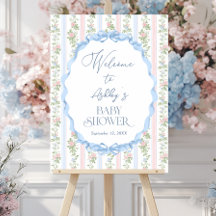 Bienvenidos a Baby Shower Floral Azul y Rosa