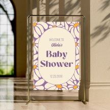 Bienvenidos a Baby Shower Groovy Retro Flowers