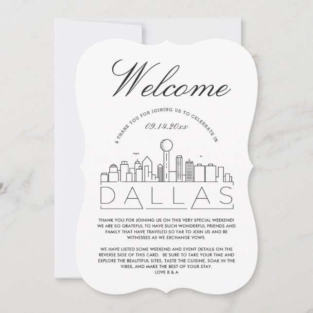 Bienvenidos a Dallas | Invitación con detalles de  (Anverso)