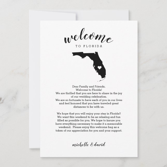 Bienvenidos a Florida | Letra Boda e tineraria (Anverso)