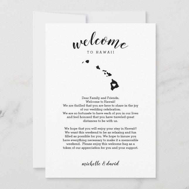 Bienvenidos a Hawái | Letra Boda e tineraria (Anverso)