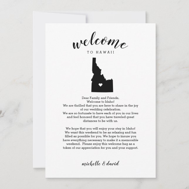 Bienvenidos a Idaho | Letra Boda e tineraria (Anverso)