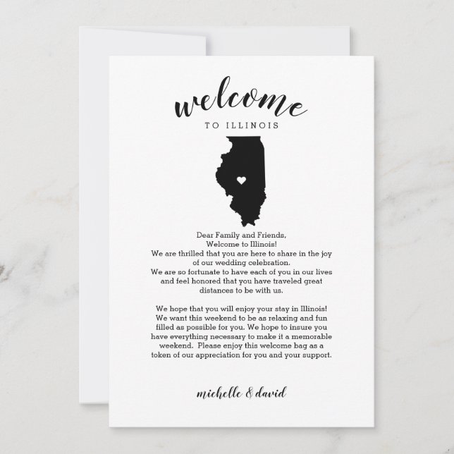 Bienvenidos a Illinois | Letra Boda e tineraria (Anverso)