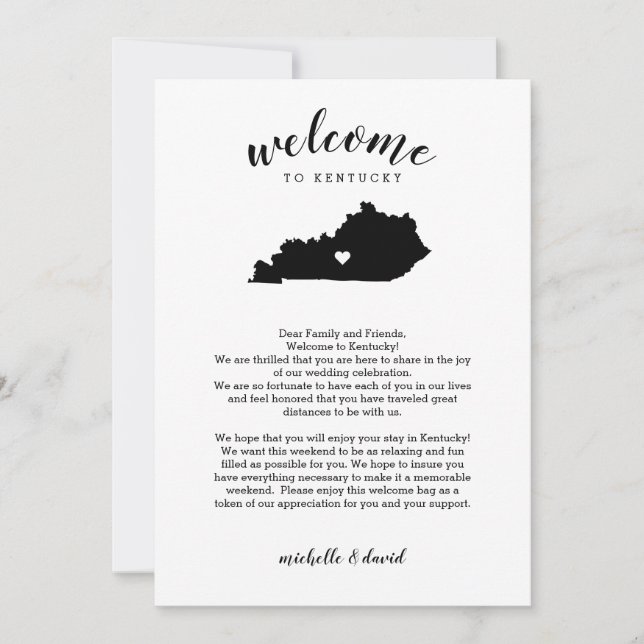 Bienvenidos a Kentucky | Letra Boda e tineraria (Anverso)