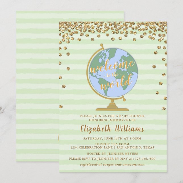 Bienvenidos a la Invitación de Baby Shower al Worl (Anverso / Reverso)