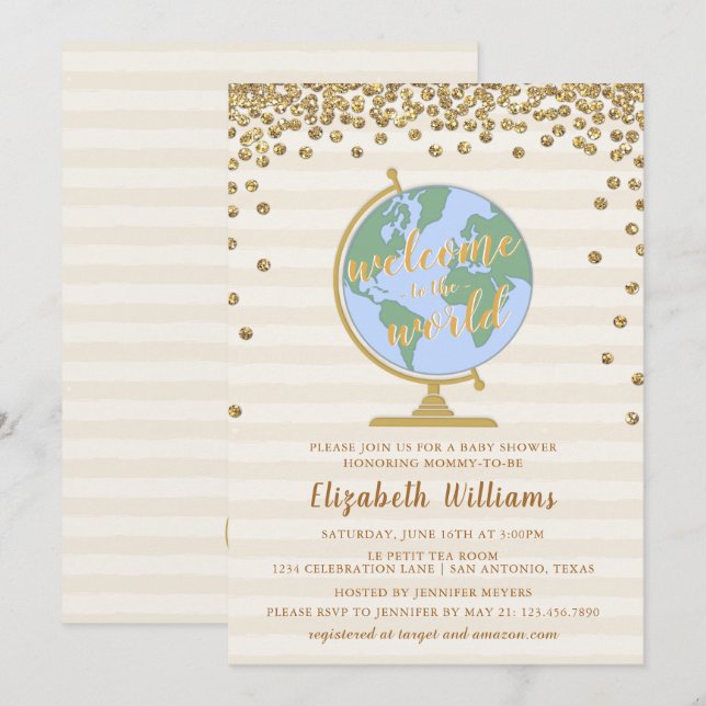Bienvenidos a la Invitación de Baby Shower al Worl (Anverso / Reverso)