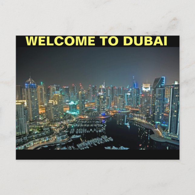BIENVENIDOS A LA TARJETA POSTAL DE DUBAI DE MOJISO (Anverso)