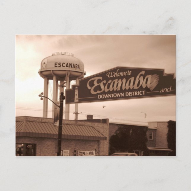 Bienvenidos A Las Tarjetas Post De Escanaba (Anverso)