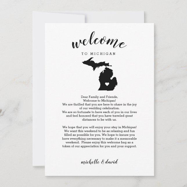 Bienvenidos a Michigan | Letra Boda e tineraria (Anverso)