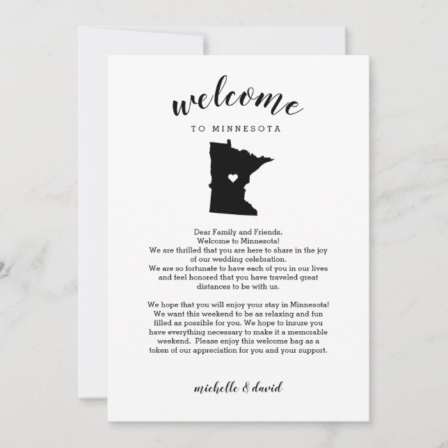 Bienvenidos a Minnesota | Letra Boda e tineraria (Anverso)