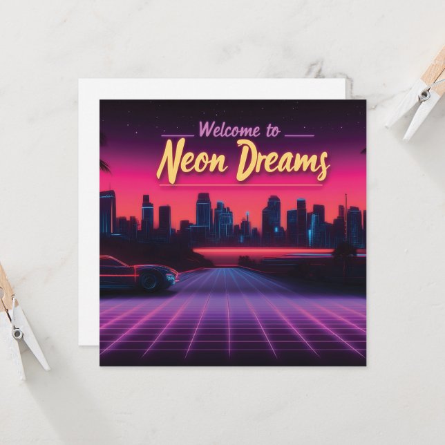 Bienvenidos a Neon Dreams - Retro Wave Cityscape (Anverso/Reverso In Situ)