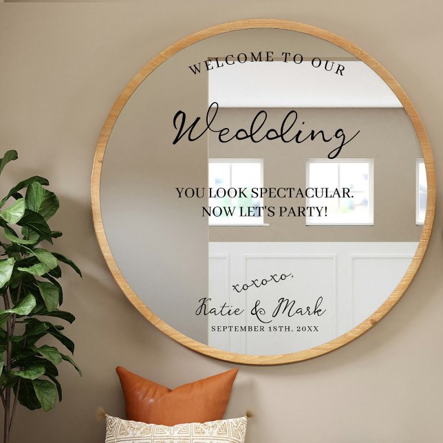 Bienvenidos a nuestra declaración del Pegatina del (Welcome to Our Wedding Mirror Sign Sticker)