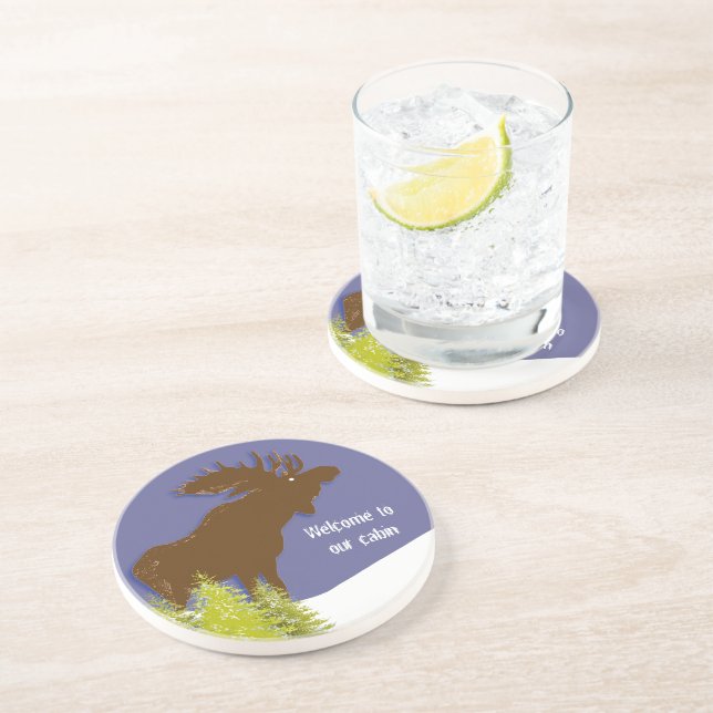 Bienvenidos a nuestros posavasos de alce de cabaña (Lado)