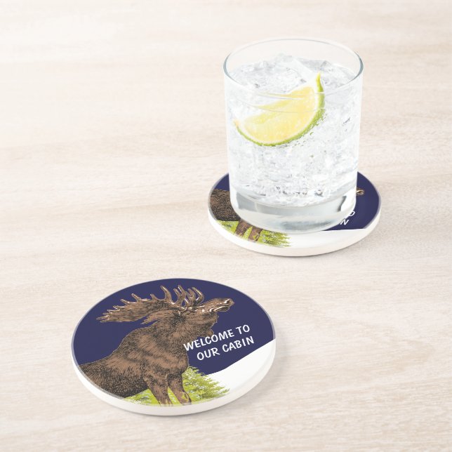 Bienvenidos a nuestros posavasos de alce de cabaña (Lado)