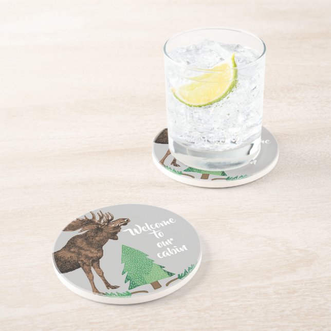 Bienvenidos a nuestros posavasos de alce de cabaña (Lado)