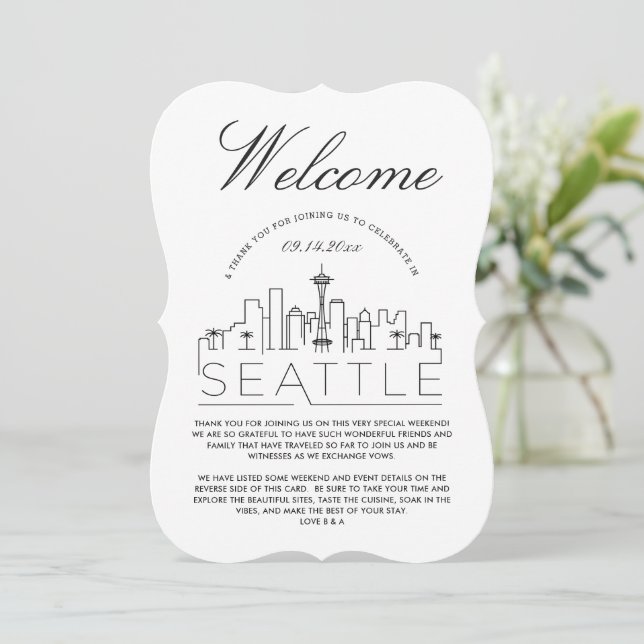 Bienvenidos a Seattle | Invitación con detalles de (Anverso de pie)