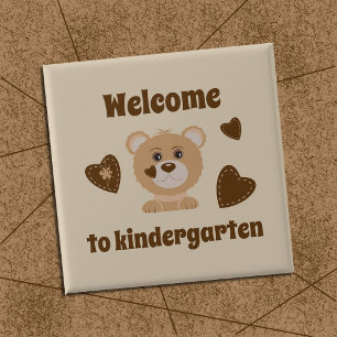 Bienvenidos al botón de oso marrón de kindergarten