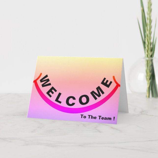 Bienvenidos al equipo con tarjeta de sonrisa grand (Anverso)