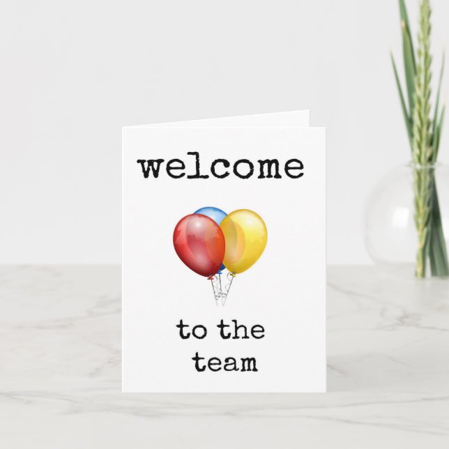 Bienvenidos al equipo, tarjeta de globos coloridos (Anverso)
