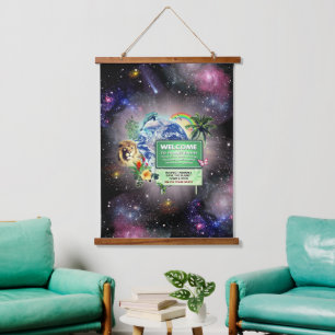 Bienvenidos al tapiz de pared tostado por la mader