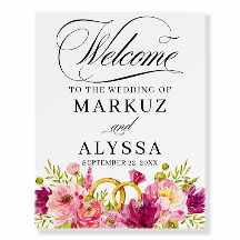 Bienvenidos Bodas de flores y anillos rosados de R