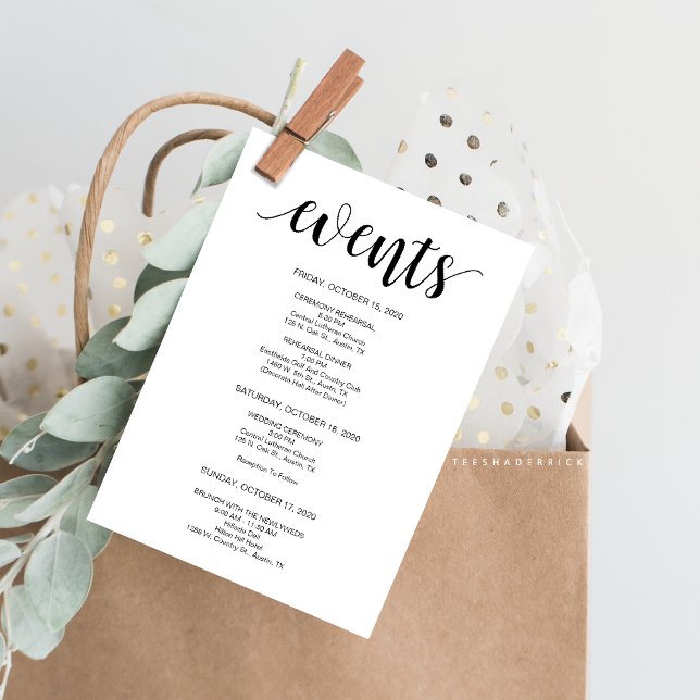 Bienvenidos Bodas rusos modernos y tarjeta tinerar (Day of Wedding Itineraries Card, Events and Welcome Notes for your outstation guests in rustic theme)