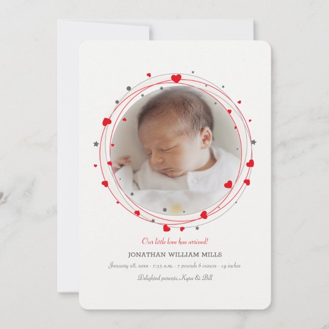 Bienvenidos Con Amor Foto Anuncio De Nacimiento (Anverso)