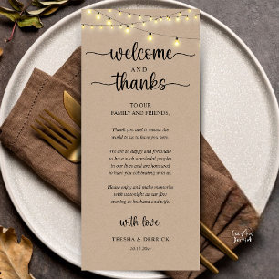 "Bienvenidos y Gracias" Tarjeta de Invitado para R