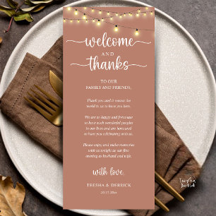 "Bienvenidos y Gracias" Tarjeta de Invitado para R