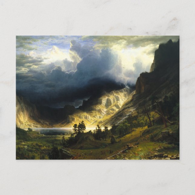 Bierstadt Storm en la tarjeta postal de las Montañ (Anverso)