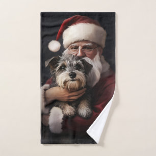 Biewer Terrier con Santa Claus Festivo de Navidad