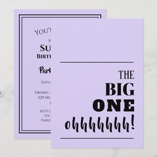 BIG 100 Invitaciones de cumpleaños (Anverso / Reverso)