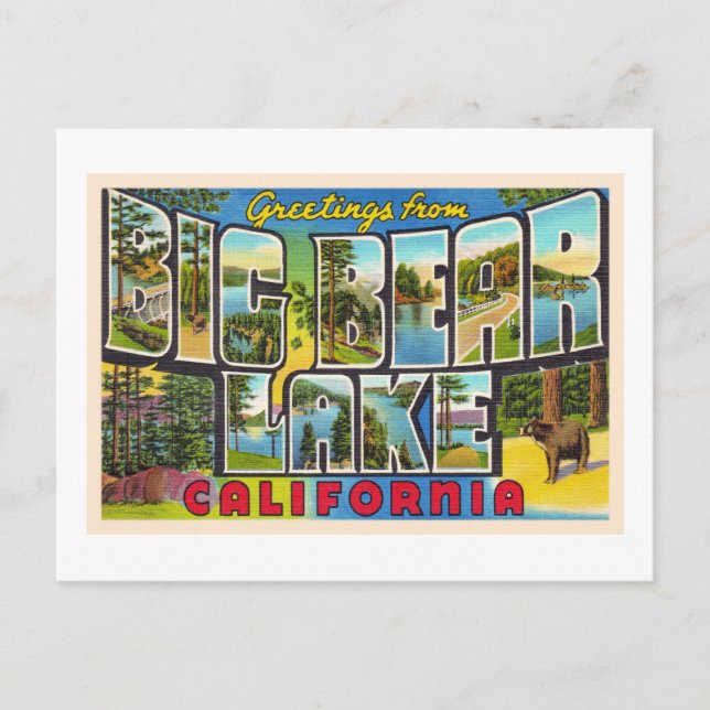 Big Bear Lake California CA Letra postal grande (Anverso)