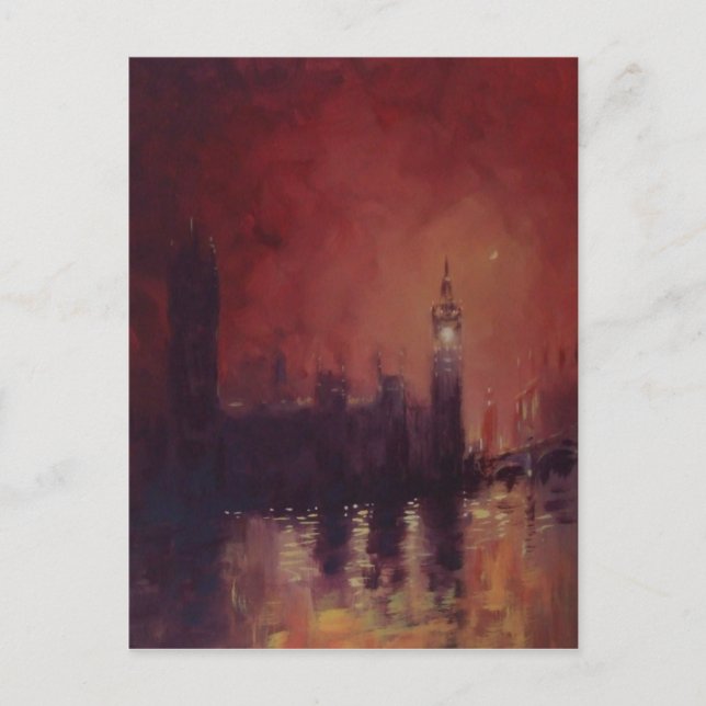 Big Ben en la tarjeta postal nocturna (Anverso)