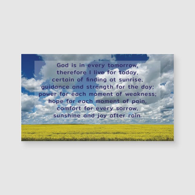 Big Blue Sky Yellow Fields Inspiring Quote Magnet (Anverso)
