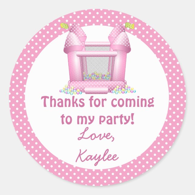 Big Bouncy Bonza House Birthday Gracias Pegatina (Anverso)