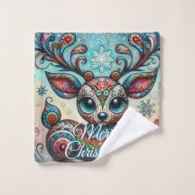 Big Eye Christmas Reindeer Folk Art Personalized