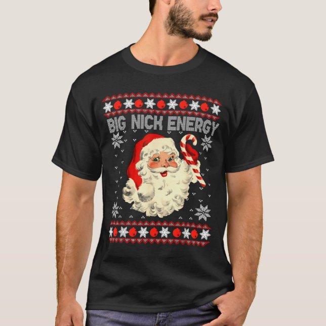 Big Nick Energy Funny Santa Ugly Christmas Sweater (Anverso)