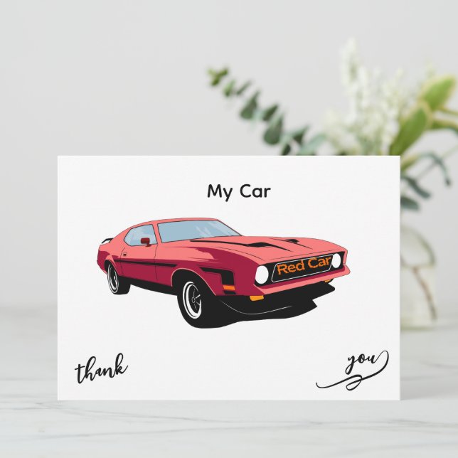 Big Red Car – Mi Invitación de Diseño de Coche (Anverso de pie)