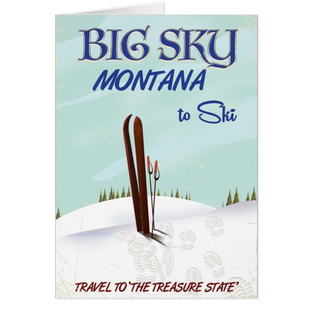 Big Sky, afiche de viajes de esquí de Montana (Frente)