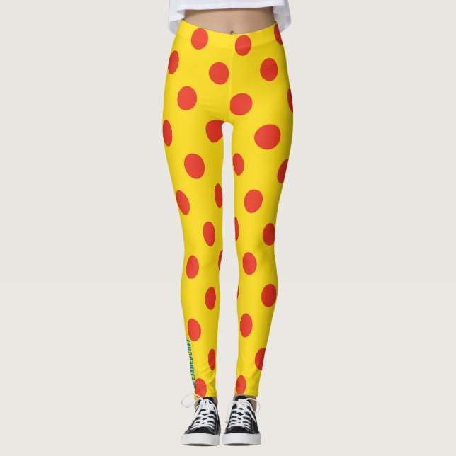 Big Top Dots: Bold Yellow & Red Polka Dot Leggings (Anverso)