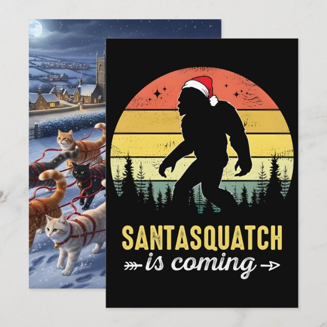 Bigfoot Divertido de Navidad con Gorro de Santa (Anverso / Reverso)