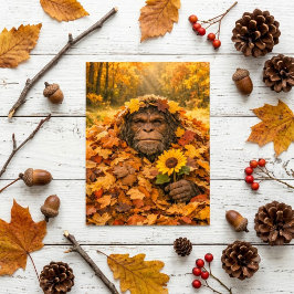 Bigfoot en las hojas de otoño envía postal a creye