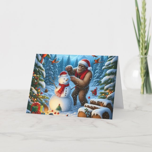 Bigfoot haciendo un muñeco de nieve Navidad (Anverso)