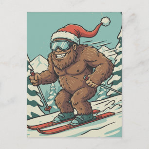 Bigfoot Sasquatch Navidad Esquí Deporte de Inviern