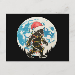 Bigfoot Sasquatch Santa Luna Navidad Luces Navidad