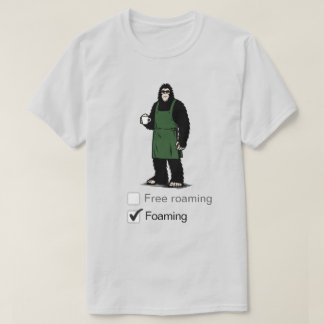 Bigfoot trabaja en la camiseta de la cafetería