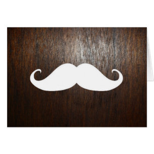 Bigote blanco divertido en fondo de madera de
