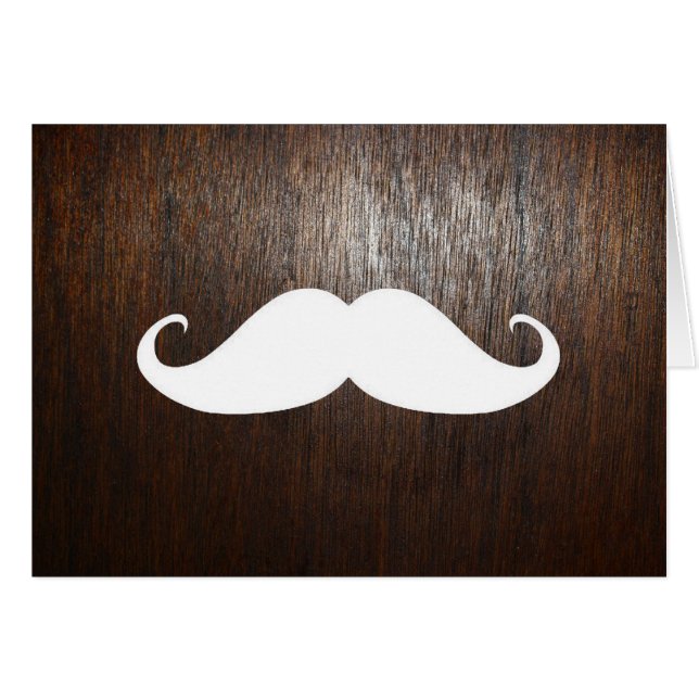 Bigote blanco divertido en fondo de madera de (Anverso (Horizontal))